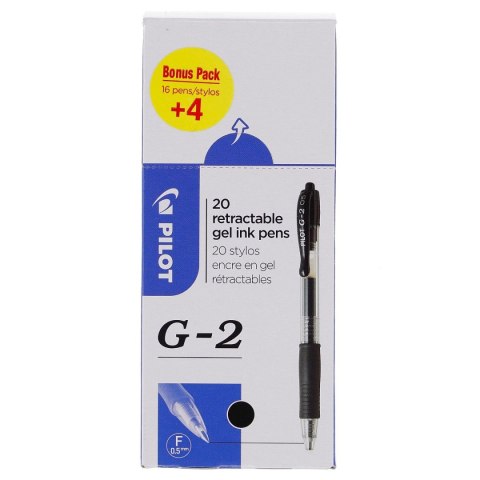 Długopis żelowy Pilot G2 czarny 0,25mm (PIBLG2-B-BOX-20) Długopis żelowy Pilot G2 czarny 0,25mm (PIBLG2-B-BOX-20)