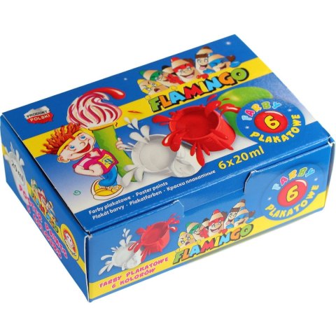 Farby plakatowe Flamingo 6 kolorów x 20ml Farby plakatowe Flamingo 6 kolorów x 20ml