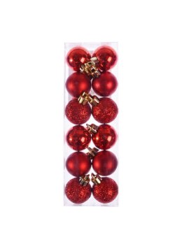 Bombki mini 12szt. czerwone 2,5cm plastik Arpex (BN6196CZE)