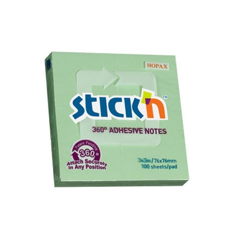 Notes samoprzylepny (karteczki) Stick'n 360 stopni zielony 100k [mm:] 76x76 (21552)