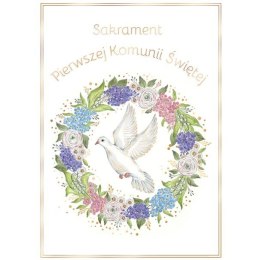 Kartka składana KARNET B6 KOMUNIA GOŁAB MAJOWY B6 Henry (5905701482375)