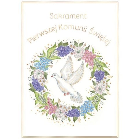 Kartka składana KARNET B6 KOMUNIA GOŁAB MAJOWY B6 Henry (5905701482375)