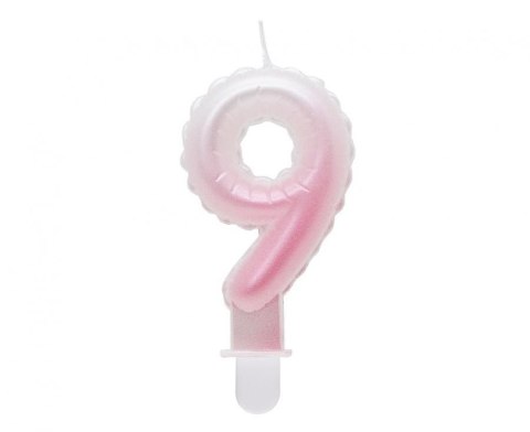Świeczka urodzinowa cyferka 9, ombre, perłowa biało-różowa, 7 cm Godan (SF-PBR9) Świeczka urodzinowa cyferka 9, ombre, perłowa biało-różowa, 7 cm Godan (SF-PBR9)