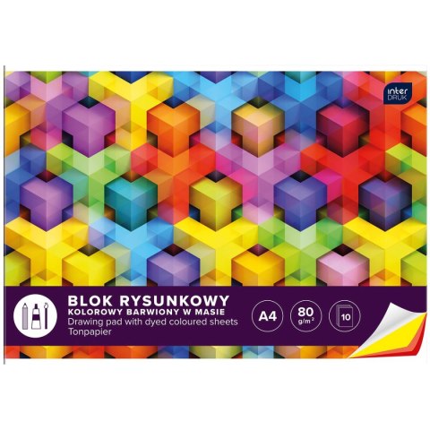 Blok rysunkowy Interdruk A4 kolorowy 80g 10k (BLRK10B) Blok rysunkowy Interdruk A4 kolorowy 80g 10k (BLRK10B)