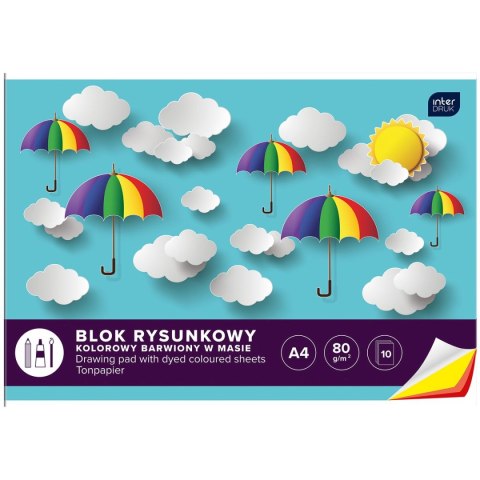 Blok rysunkowy Interdruk A4 kolorowy 80g 10k (BLRK10B) Blok rysunkowy Interdruk A4 kolorowy 80g 10k (BLRK10B)