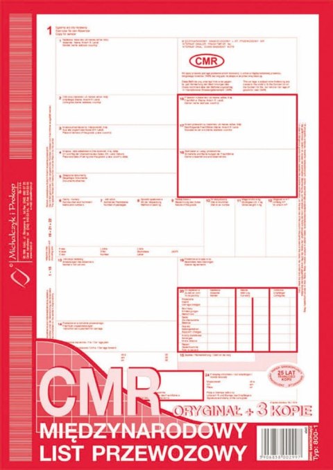 Druk offsetowy Michalczyk i Prokop CMR Międzynarodowy list przewozowy A4 80k. (800-2) Druk offsetowy Michalczyk i Prokop CMR Międzynarodowy list przewozowy A4 80k. (800-2)