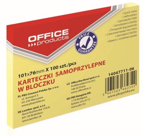 Notes samoprzylepny (karteczki) żółty jasny 100k [mm:] 101x76 Office Products (14047711-06)