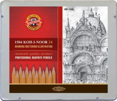 Ołówek techniczny Koh-I-Noor 8B-10H w metalowym pudełku 24 szt. (1504) Ołówek techniczny Koh-I-Noor 8B-10H w metalowym pudełku 24 szt. (1504)