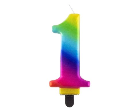 Świeczka urodzinowa Godan cyferka 1, tęczowa 8 cm (PF-SCG1) Świeczka urodzinowa Godan cyferka 1, tęczowa 8 cm (PF-SCG1)