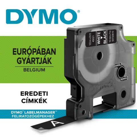 Taśma Dymo D1 12mm x 7m czarna/biały nadruk Taśma Dymo D1 12mm x 7m czarna/biały nadruk