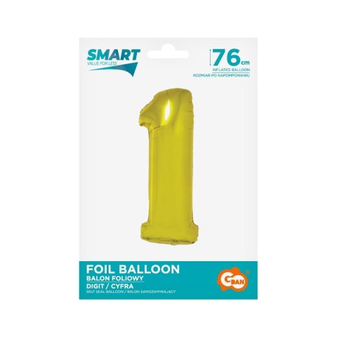 Balon foliowy Godan Smart cyfra 1 złota 76cm (CH-SZLI) Balon foliowy Godan Smart cyfra 1 złota 76cm (CH-SZLI)