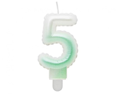 Świeczka urodzinowa Godan cyferka 5, ombre, perłowa biało-zielona, 7 cm (SF-PBZ5) Świeczka urodzinowa Godan cyferka 5, ombre, perłowa biało-zielona, 7 cm (SF-PBZ5)