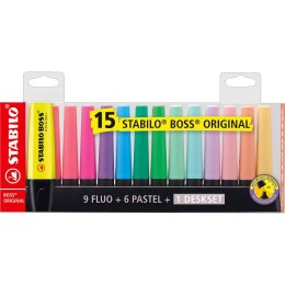 Zakreślacz Stabilo BOSS komplet 15 kolorów mix 2,0-5,0mm (7015-01-5)