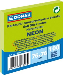 Notes samoprzylepny (karteczki) Donau Neon zielony 100k [mm:] 76x76 (7586011-06)