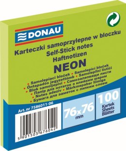 Notes samoprzylepny (karteczki) Donau Neon zielony 100k [mm:] 76x76 (7586011-06)