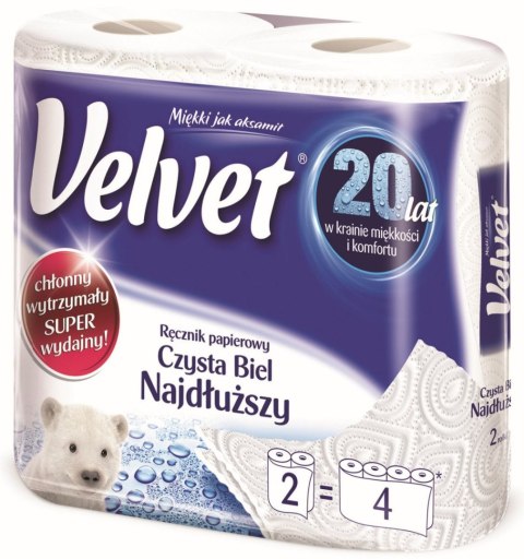 Ręcznik rolka Velvet Czysta Biel Najdłuższy kolor: biały Ręcznik rolka Velvet Czysta Biel Najdłuższy kolor: biały