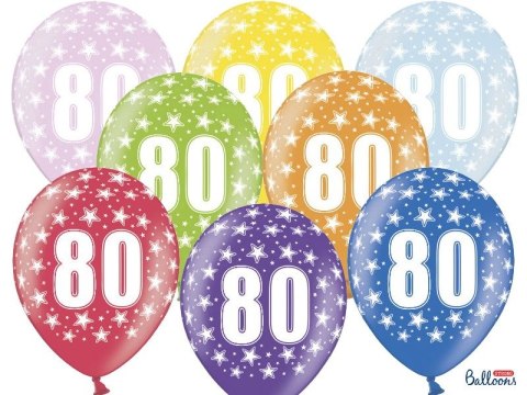 Balon gumowy Partydeco gumowy 80 urodziny, mix kolorów 30 cm/6 sztuk mix 300mm (SB14M-080-000-6) Balon gumowy Partydeco gumowy 80 urodziny, mix kolorów 30 cm/6 sztuk mix 300mm (SB14M-080-000-6)