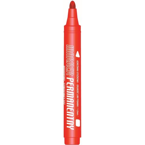 Marker permanentny Tetis czerwony 1-2mm okrągła końcówka (KM102-CO) Marker permanentny Tetis czerwony 1-2mm okrągła końcówka (KM102-CO)