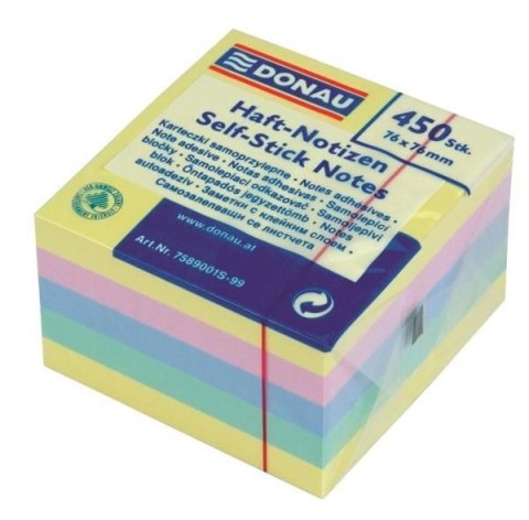 Notes samoprzylepny (karteczki) Donau mix pastelowy 450k [mm:] 76x76 (7589001-11)