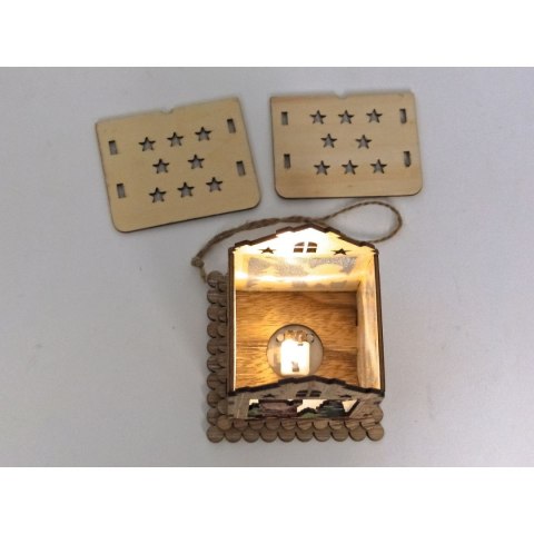 Lampki świąteczne domek z Mikołajem, drewniany Adar (511828)