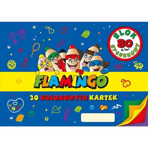 Blok rysunkowy Flamingo kolorowy A3 20 kartek 80g/m? Blok rysunkowy Flamingo kolorowy A3 20 kartek 80g/m?