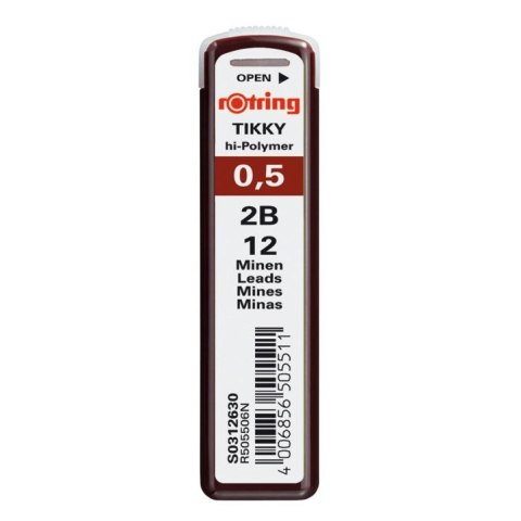 Wkład do ołówka (grafit) Rotring 2B 0,5mm Wkład do ołówka (grafit) Rotring 2B 0,5mm