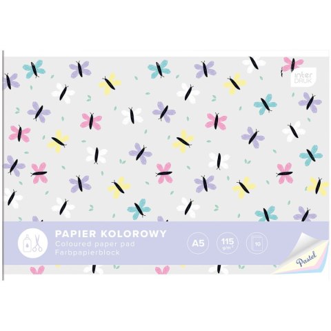 Zeszyt papierów kolorowych PASTEL A5 115g 10k Interdruk