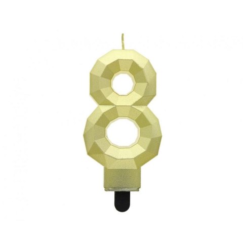 Świeczka urodzinowa Godan cyferka 8 - Diament, metalik złoty, 7.6 cm (PF-SDZ8) Świeczka urodzinowa Godan cyferka 8 - Diament, metalik złoty, 7.6 cm (PF-SDZ8)