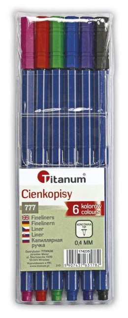 Cienkopis Titanum Fineliner mix 0,4mm 6kol. (777)