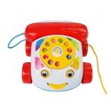 Telefon zabawkowy Do Ciągnięcia na Kółkach ze słuchawka na Baterie dla Niemowlęcia Lean (6889)