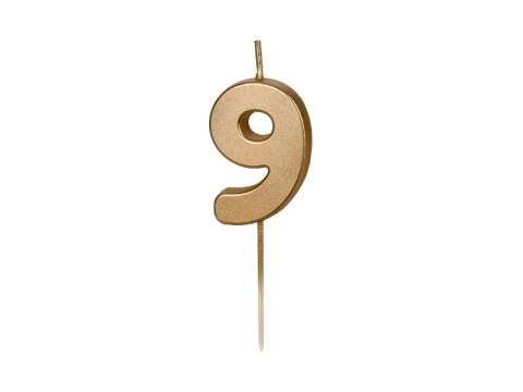 Świeczka urodzinowa Partydeco Cyferka 9, 4.5 cm, złoty (SCU9-9) Świeczka urodzinowa Partydeco Cyferka 9, 4.5 cm, złoty (SCU9-9)