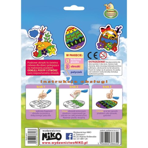 Piasek do modelowania 8 kol. WIELKANOCNE OBRAZKI w pakiecie: baranek, pisanka, święconka. mix Piasek do modelowania 8 kol. WIELKANOCNE OBRAZKI w pakiecie: baranek, pisanka, święconka. mix