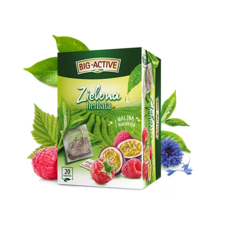 BIGACTIVE herbata zielona malina marakuja 20 t. BIGACTIVE herbata zielona malina marakuja 20 t.