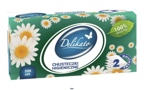 Chusteczki kosmetyczne BOX 200 Delikato Chusteczki kosmetyczne BOX 200 Delikato