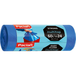Worki na śmieci 60l (24szt.) niebieskie z uszami PACLAN