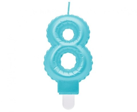 Świeczka urodzinowa Godan cyferka 8, perłowa jasnoniebieska, 7 cm (SF-PJN8) Świeczka urodzinowa Godan cyferka 8, perłowa jasnoniebieska, 7 cm (SF-PJN8)