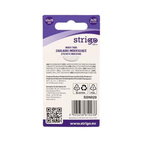 Zakładki indeksujące z linijką 12x45mmx 3 kol 5905658810238 60k [mm:] 12x45 Strigo (SSN020)