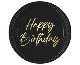 Talerz jednorazowy Blue Happy Birthday, Decorata papier śr. 230mm 8 szt Godan (96613)