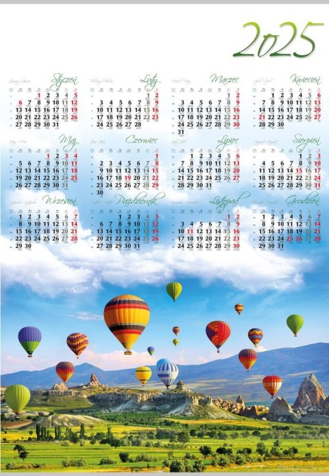 Kalendarz ścienny BALONY plakatowy 607mm x 880mm Lucrum (PL06) Kalendarz ścienny BALONY plakatowy 607mm x 880mm Lucrum (PL06)