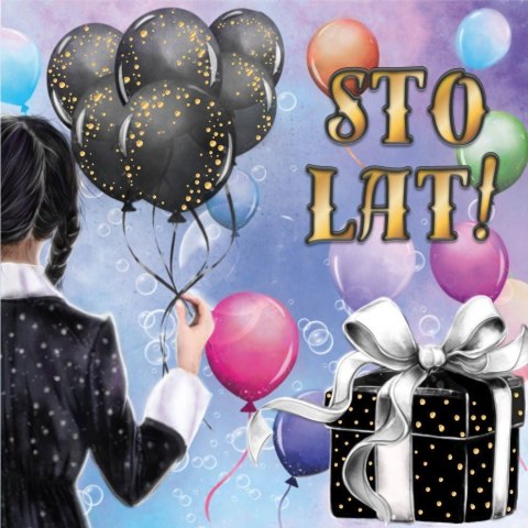 Kartka składana KARNET KW CZARNE BALONY kw Henry (5905701481996)