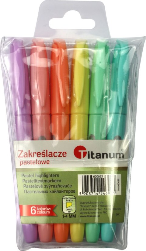 Zakreślacz Titanum 6 kolorów 1-4mm (T01060486) Zakreślacz Titanum 6 kolorów 1-4mm (T01060486)