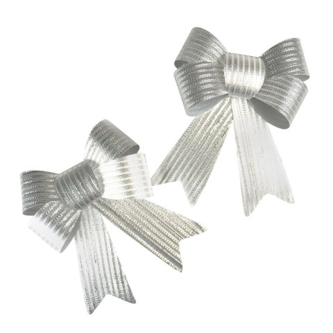 Kokarda błyszcząca w prążki srebrna 2szt., 16cm Arpex (BN5519SRE-0660) Kokarda błyszcząca w prążki srebrna 2szt., 16cm Arpex (BN5519SRE-0660)