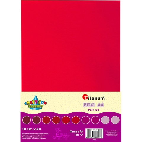 Filc Titanum Craft-Fun Series tonacja czerwona 10 ark. (345269) Filc Titanum Craft-Fun Series tonacja czerwona 10 ark. (345269)