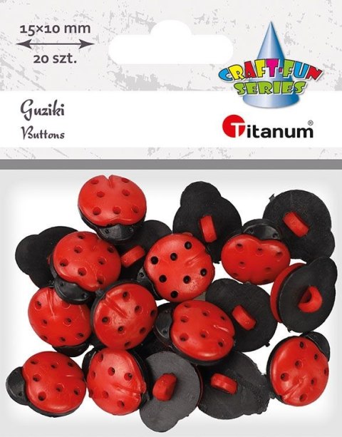 Guziki Titanum Craft-Fun Series plastikowe biedronka 1,5x1cm 20 szt (24BR0202-24) Guziki Titanum Craft-Fun Series plastikowe biedronka 1,5x1cm 20 szt (24BR0202-24)