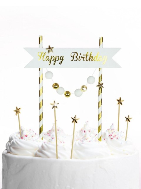 Dekoracja na tort Arpex Happy Birthday - pomponiki złote (KK0133ZLO-7690) Dekoracja na tort Arpex Happy Birthday - pomponiki złote (KK0133ZLO-7690)