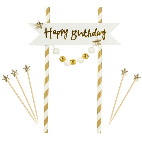 Dekoracja na tort Arpex Happy Birthday - pomponiki złote (KK0133ZLO-7690) Dekoracja na tort Arpex Happy Birthday - pomponiki złote (KK0133ZLO-7690)