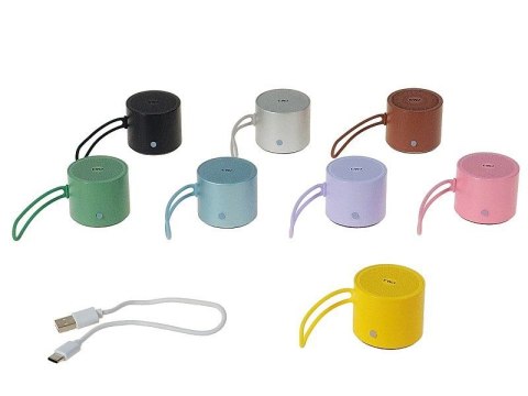 Głośnik Adar metalowy 4,6x4cm z kablem do ładowania USB, moc 3W mix (609976) Głośnik Adar metalowy 4,6x4cm z kablem do ładowania USB, moc 3W mix (609976)