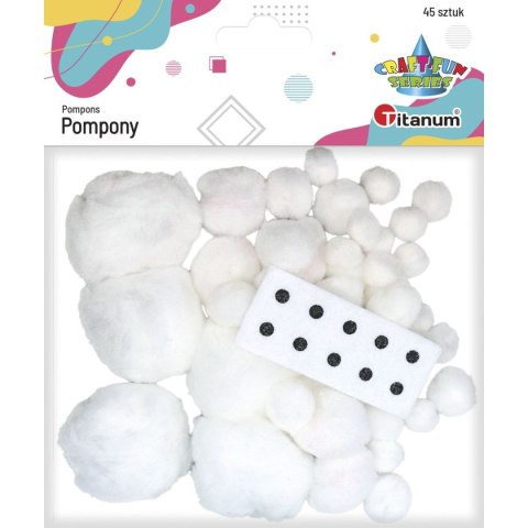 Pompony Titanum Craft-Fun Series akrylowe białe 45 szt Pompony Titanum Craft-Fun Series akrylowe białe 45 szt