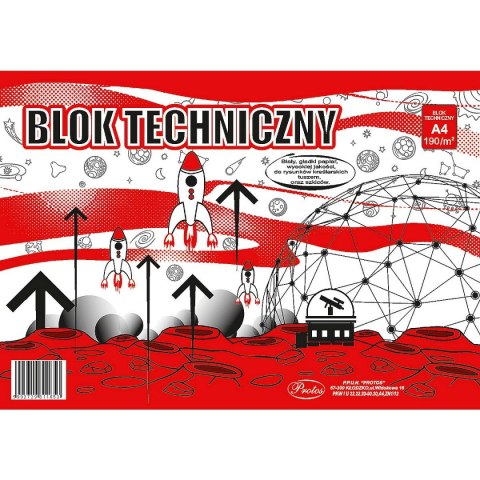 Blok techniczny Protos A4 biały 190g 10k Blok techniczny Protos A4 biały 190g 10k