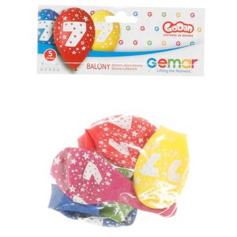 Balon gumowy Godan Z NADRUKIEM 5 szt mix (GS110/7) Balon gumowy Godan Z NADRUKIEM 5 szt mix (GS110/7)